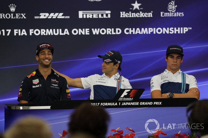 Daniel Ricciardo, Red Bull Racing, Felipe Massa, Williams and Lance Stroll, Williams di konferensi pers