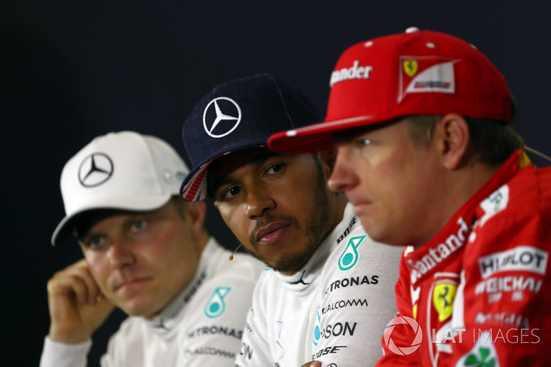 1. Lewis Hamilton, Mercedes AMG F1; 2. Valtteri Bottas, Mercedes AMG F1; 3. Kimi Raikkonen, Ferrari