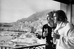 Jackie Stewart, celebrates with his wife Helen after his win