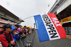 Max Verstappen, Red Bull Racing fans and flag