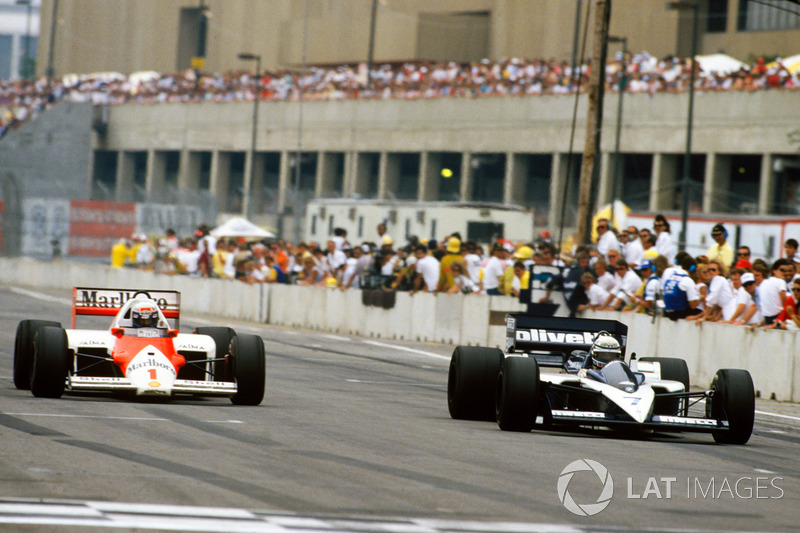 Alain Prost, McLaren MP4/2C-TAG Porsche; Riccardo Patrese, Brabham BT55-BMW