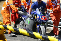 The crashed bike of Maverick Viñales, Yamaha Factory Racing