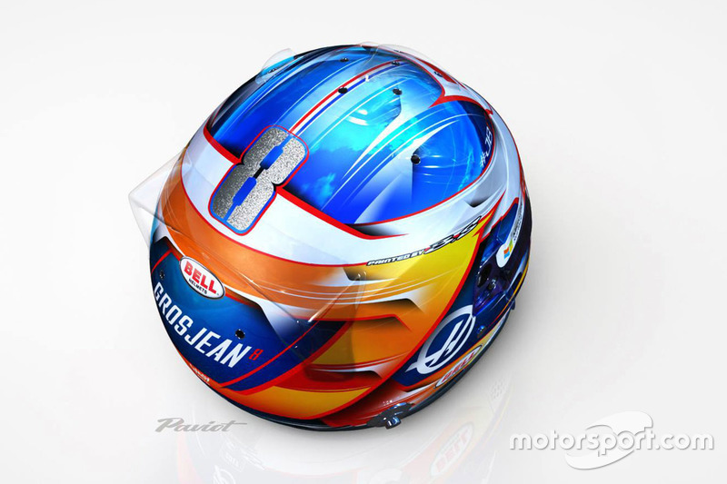 Le casque de Romain Grosjean, Haas F1 Team