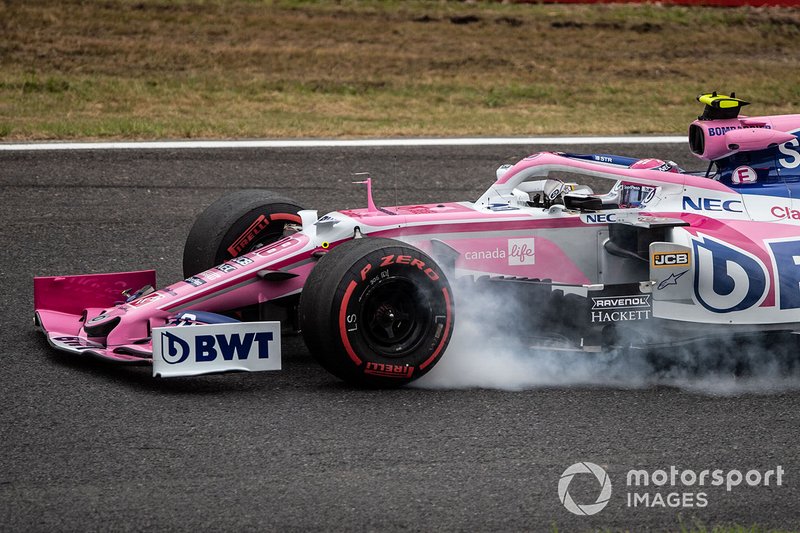 Lance Stroll, Racing Point RP19, locks up