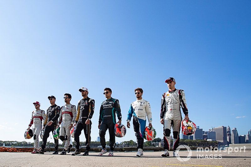 Daniel Abt, Audi Sport ABT Schaeffler, Andre Lotterer, DS TECHEETAH, Lucas Di Grassi, Audi Sport ABT Schaeffler, Jean-Eric Vergne, DS TECHEETAH, Mitch Evans, Panasonic Jaguar Racing, Antonio Felix da Costa, BMW I Andretti Motorsports, Sébastien Buemi, Nissan e.Dams
