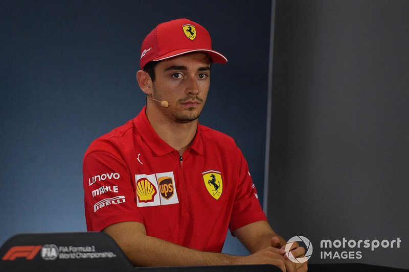 Charles Leclerc, Ferrari, terzo classificato, in conferenza stampa
