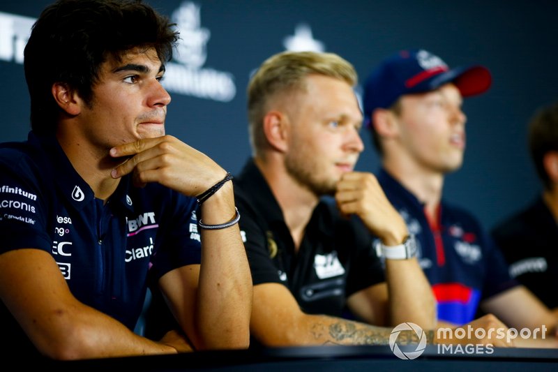 Lance Stroll, Racing Point, Kevin Magnussen, Haas F1 and Daniil Kvyat, Toro Rosso in the Press Conference