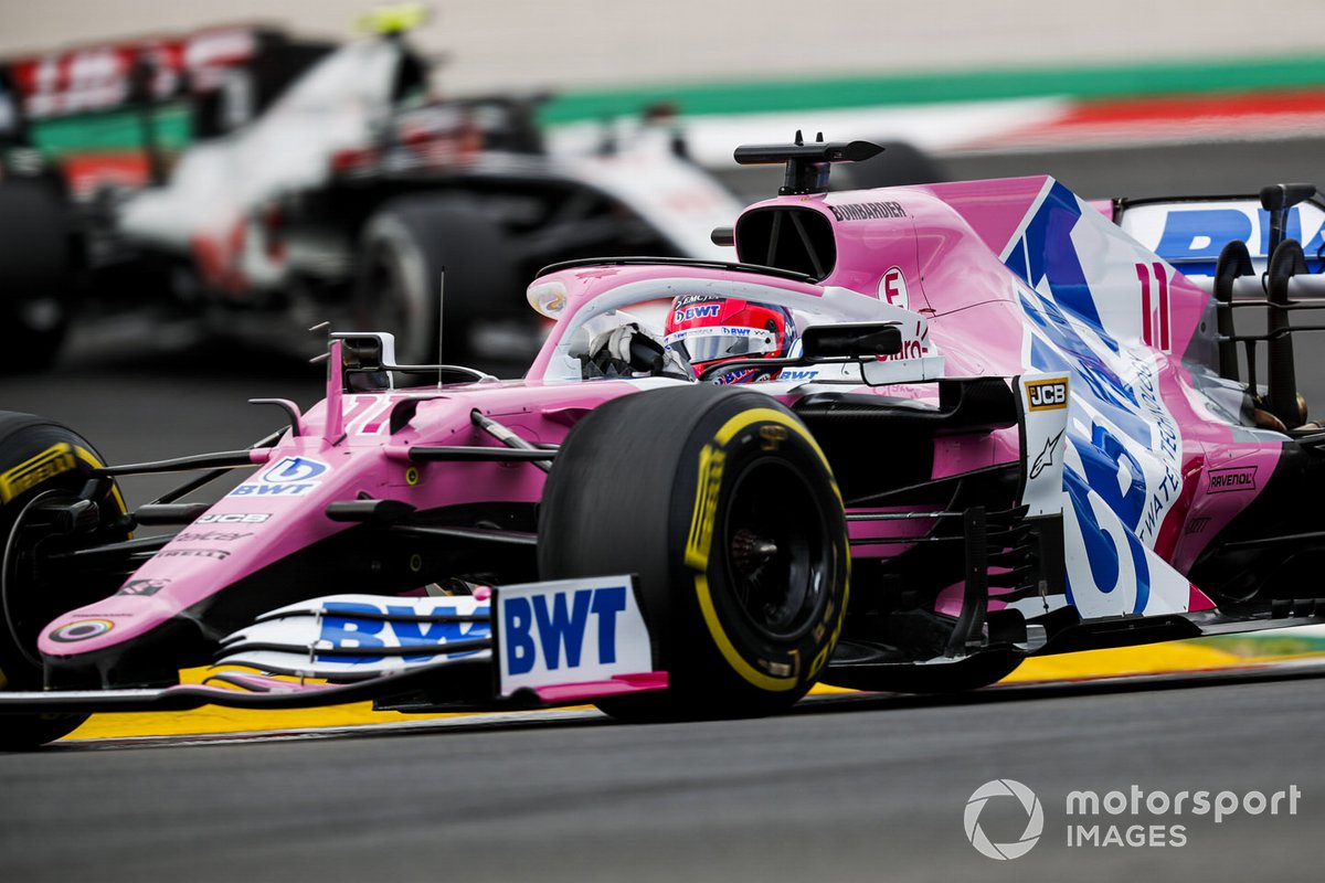 Sergio Pérez, Racing Point RP20, Kevin Magnussen, Haas VF-20