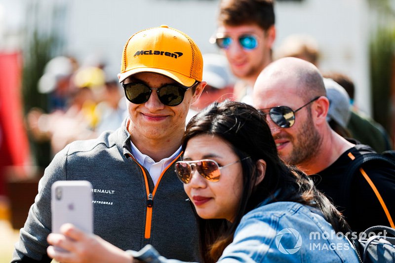 Lando Norris, McLaren, meets some fans