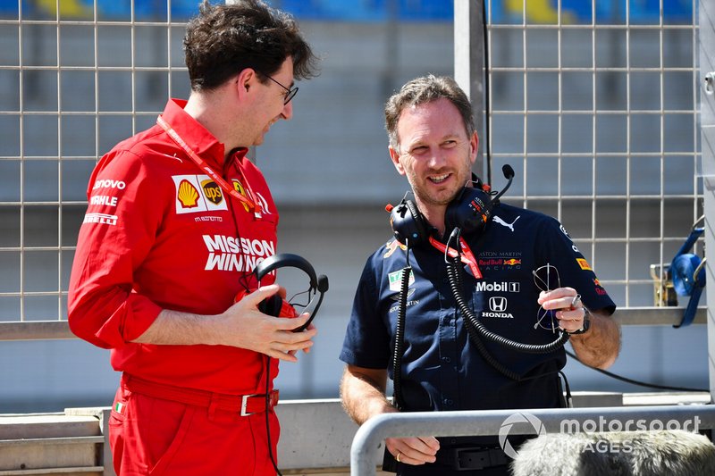 Mattia Binotto, Team Principal Ferrari, Christian Horner, Team Principal, Red Bull Racing