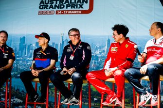 Christian Horner, Team Principal, Red Bull Racing, Franz Tost, Team Principal, Toro Rosso, Otmar Szafnauer, Team Principal Racing Point Mattia Binotto, Team Principal Ferrari, and Frederic Vasseur, Team Principal, Alfa Romeo Racing, on stage