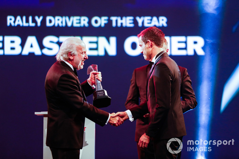 David Richards on stage to present the Rally Driver of the Year award to Sébastien Ogier