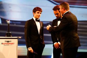 Rookie of the Year winner Charles Leclerc on stage