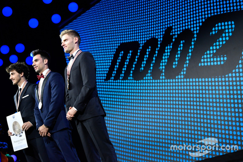 Moto 2 - Top-3 - (L to R) - Francesco Bagnaia - SKY Racing Team VR46, Miguel Oliveira - Red Bull KTM Ajo, Brad Binder - Red Bull KTM Ajo