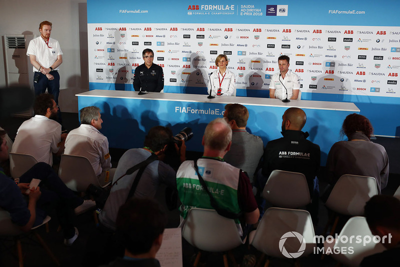 Mark Preston, Techeetah, Susie Wolff, Venturi, Allan McNish, Team Principal, Audi Sport Abt Schaeffler, in the press conference