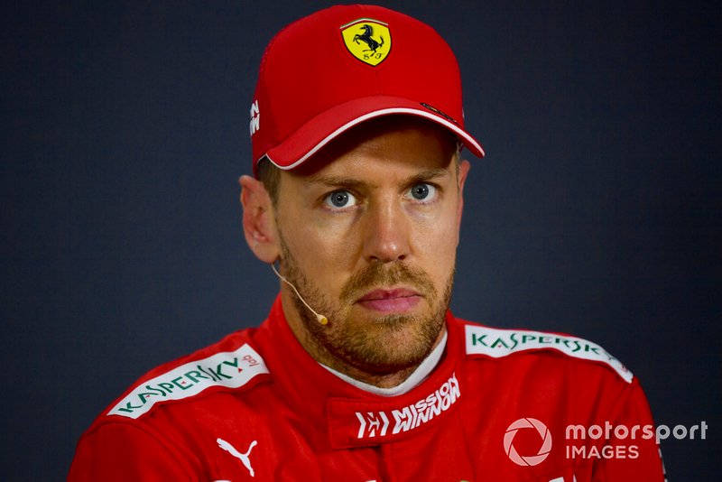 Sebastian Vettel, Ferrari, in the post Qualifying Press Conference