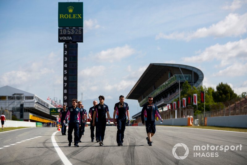 Lance Stroll, Racing Point walks the track