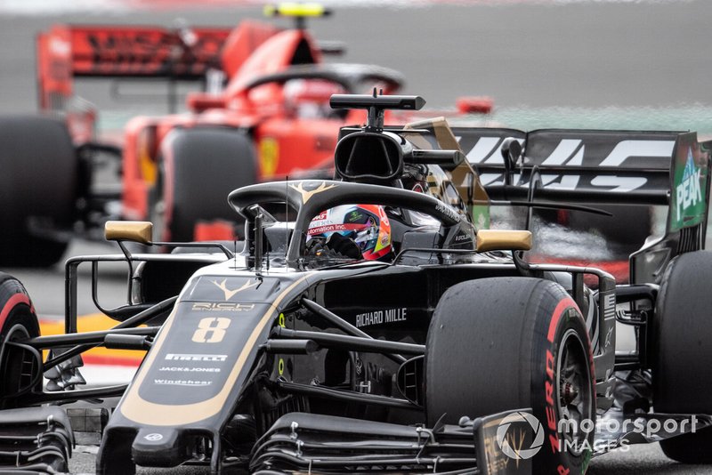 Romain Grosjean, Haas F1 Team VF-19, Charles Leclerc, Ferrari SF90