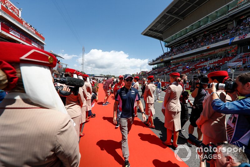 Sergio Perez, Racing Point, lors de la parade des pilotes