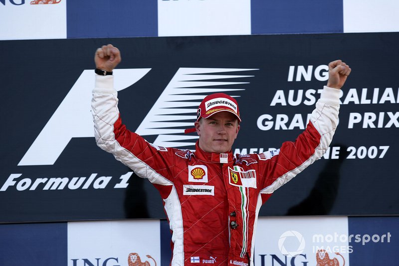 Podium: race winner Kimi Raikkonen, Ferrari