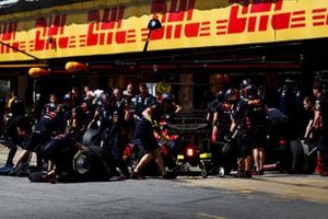 Max Verstappen, Red Bull Racing RB15, in the pits during practice