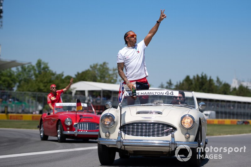 Lewis Hamilton, Mercedes AMG F1, in the drivers parade