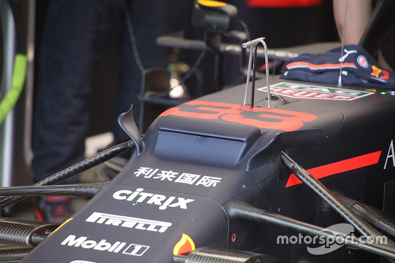 Max Verstappen, Red Bull Racing, detalle técnico frontal
