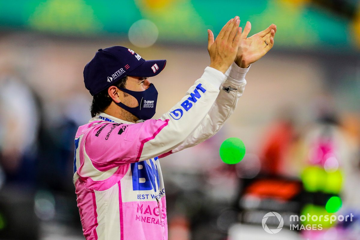 Ganador Sergio Pérez, Racing Point celebra en parc Ferme