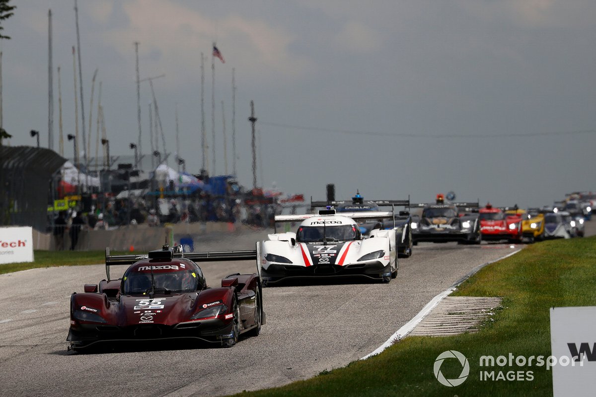 #55 Mazda Team Joest Mazda DPi, DPi: Jonathan Bomarito, Harry Tincknell, #77 Mazda Team Joest Mazda DPi, DPi: Oliver Jarvis, Tristan Nunez