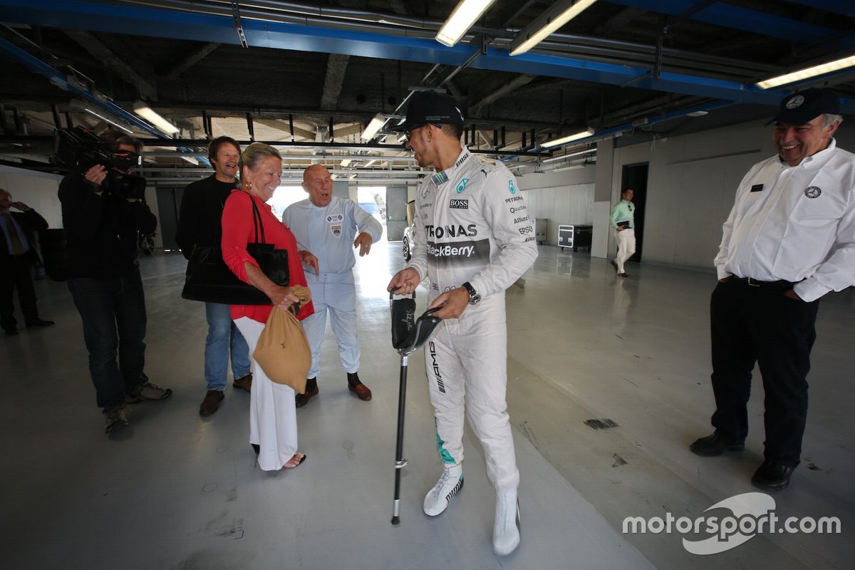 Lewis Hamilton y Sir Stirling Moss en Monza