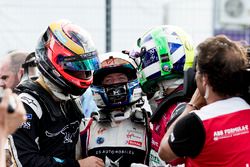 Jean-Eric Vergne, Techeetah, celebrates with Sam Bird, DS Virgin Racing, Lucas di Grassi, Audi Sport