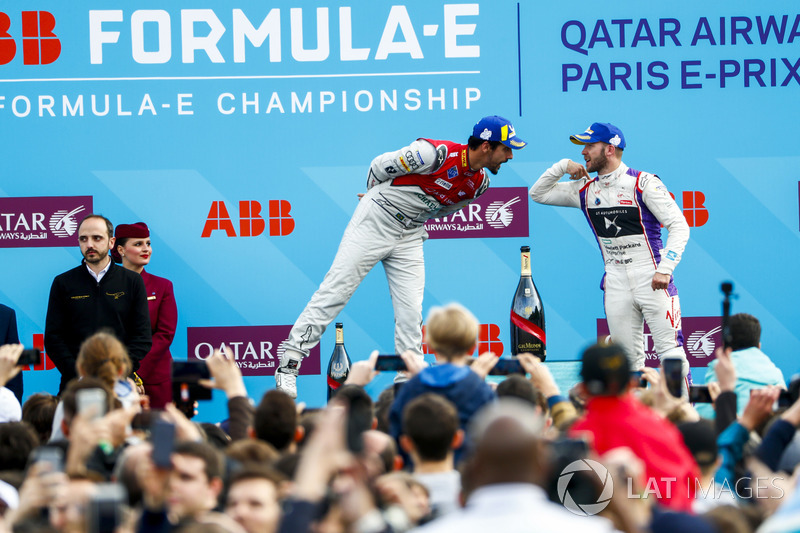 Sam Bird, DS Virgin Racing, finishes 3rd with Lucas di Grassi, Audi Sport ABT Schaeffler, finishing 2nd