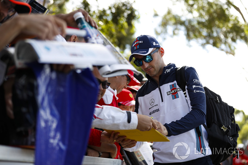 Robert Kubica, Williams Martini Racing, signs autographs for fans