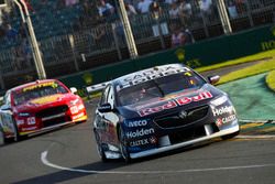 Jamie Whincup, Triple Eight Race Engineering Holden, leads Scott McLaughlin, DJR Team Penske Ford