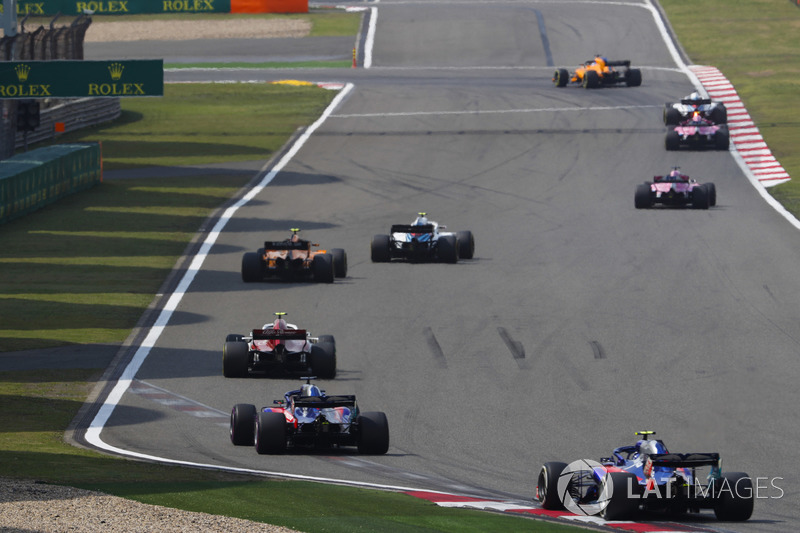 Sergey Sirotkin, Williams FW41 Mercedes, Stoffel Vandoorne, McLaren MCL33 Renault, Charles Leclerc, Sauber C37 Ferrari, Brendon Hartley, Toro Rosso STR13 Honda, and Pierre Gasly, Toro Rosso STR13 Honda