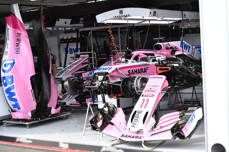 Force India VJM11 in the garage
