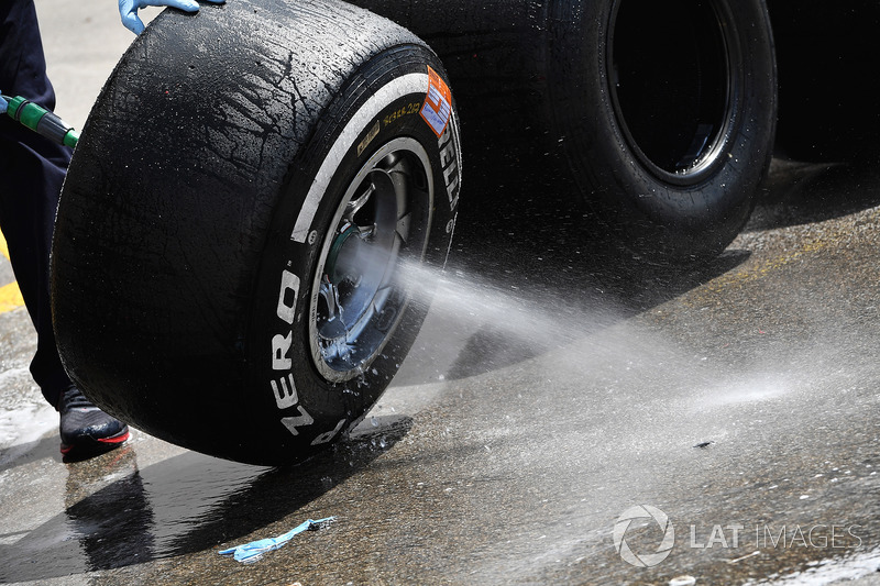 Pirelli tyres are washed