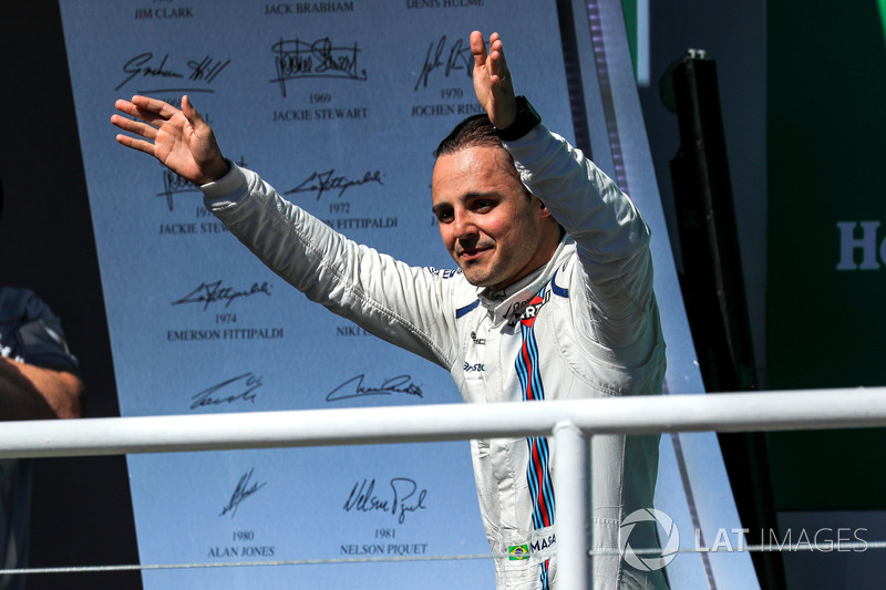 Felipe Massa, Williams celebrates his last Brazilian race on the podium