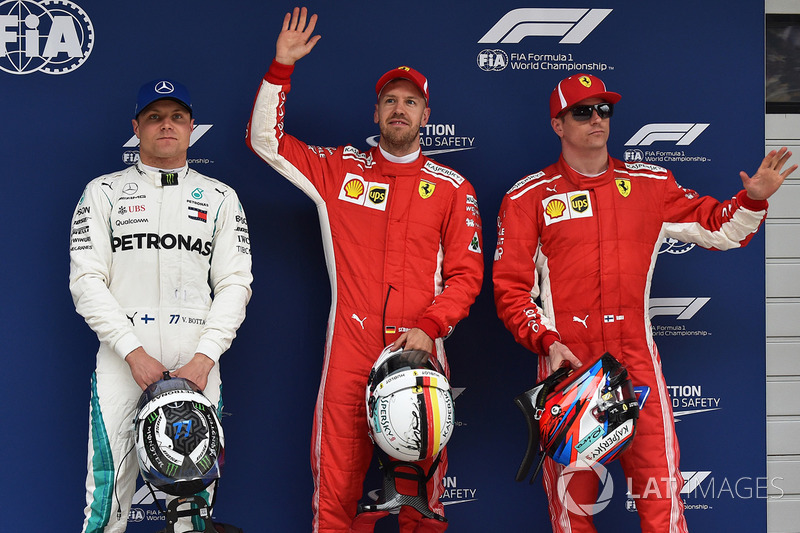 Sebastian Vettel, Ferrari, Kimi Raikkonen, Ferrari, Valtteri Bottas, Mercedes AMG F1