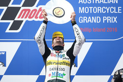 Thomas Lüthi, Interwetten, fête sa victoire sur le podium