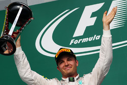 Nico Rosberg, Mercedes AMG F1 celebrates his second position on the podium