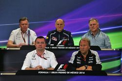 The FIA Press Conference (from back row (L to R): Mike O'Driscoll, Williams Group CEO; Franz Tost, Scuderia Toro Rosso Team Principal; Dave Ryan, Manor Racing Racing Director; Eric Boullier, McLaren Racing Director; Robert Fernley, Sahara Force India F1 Team Deputy Team Principal