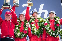 LMGT Am podium: class winners #62 Scuderia Corsa Ferrari 458 Italia: Bill Sweedler, Jeff Segal, Townsend Bell