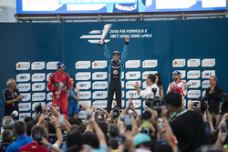 Podium: Race winner Sébastien Buemi, Renault e.Dams; second place Lucas di Grassi, ABT Schaeffler Audi Sport; third place Nick Heidfeld, Mahindra Racing