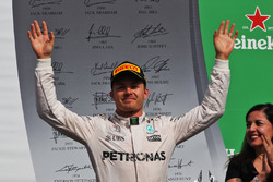 Nico Rosberg, Mercedes AMG F1 celebrates his second position on the podium