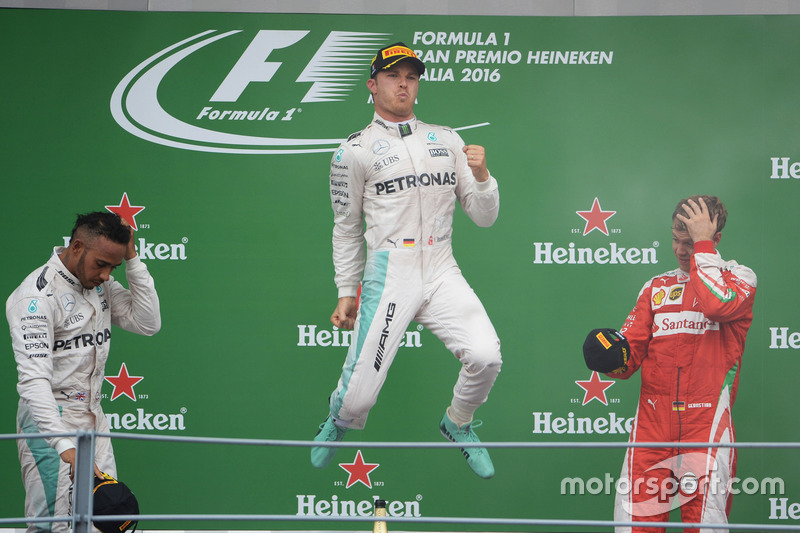 2016: 1. Нико Росберг, 2. Льюис Хэмилтон, 3. Себастьян Феттель