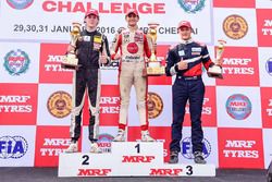 Podium: winner Pietro Fittipaldi, second place Harrison Newey, third place Nikita Troitskiy