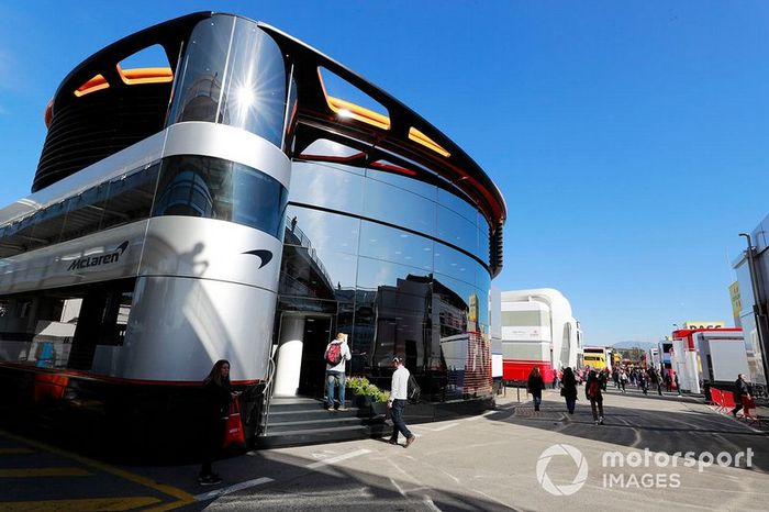 The McLaren motorhome in the paddock