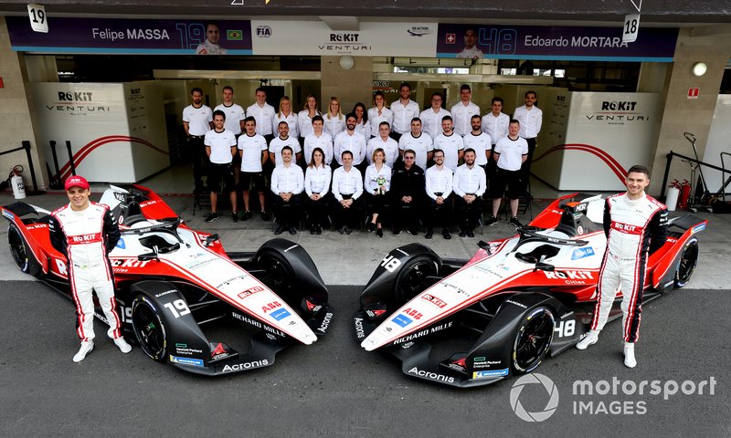 Felipe Massa, Venturi, EQ Silver Arrow 01, Edoardo Mortara, Venturi, EQ Silver Arrow 01, Susie Wolff, Team Principal, Venturi with the team
