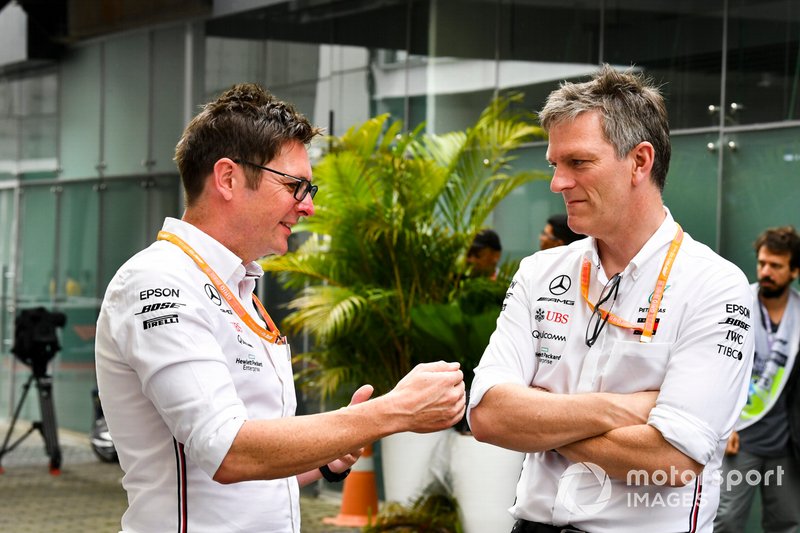 Andrew Shovlin, Chief Race Engineer, Mercedes AMG and James Allison, Technical Director, Mercedes AMG